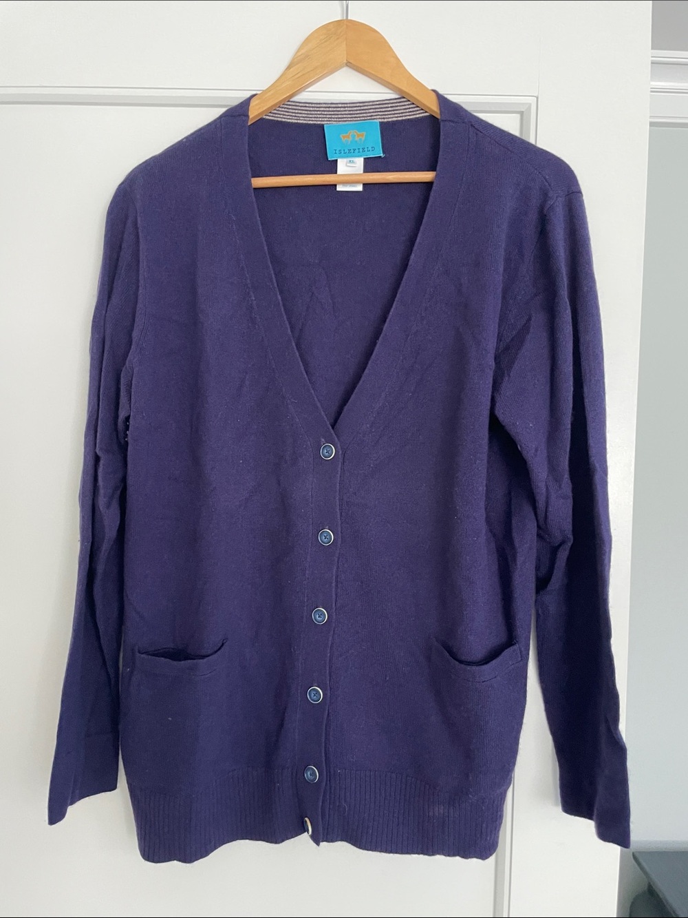 Women's Deep Purple V-Neck Button Cardigan